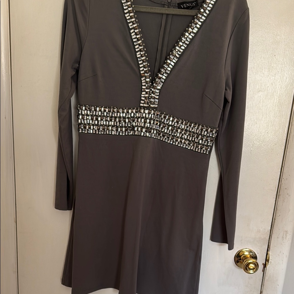 Venus Gray Embellished Women's Dress